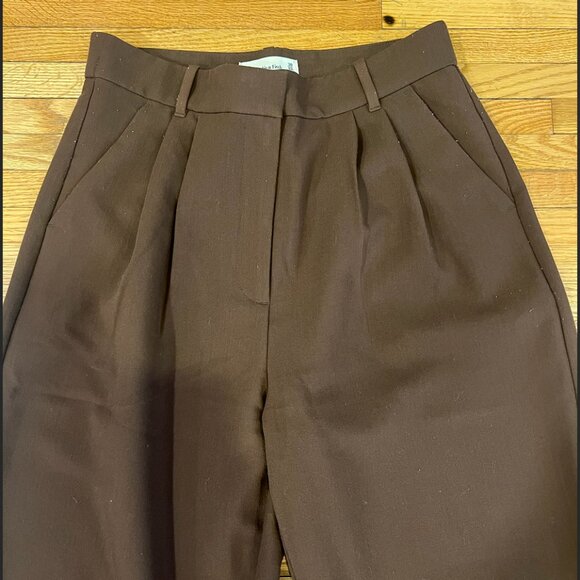 Abercrombie & Fitch Sloane Tailored Wide Leg Pant (Dark Coffee, Size 10) - Picture 6 of 8